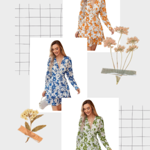 Leriya Fashion Women’s V-Neck Floral Print Ruffle Long Sleeve A-Line Mini Dress | Elegant Casual Party Outfit | Lightweight Layered Summer Wear